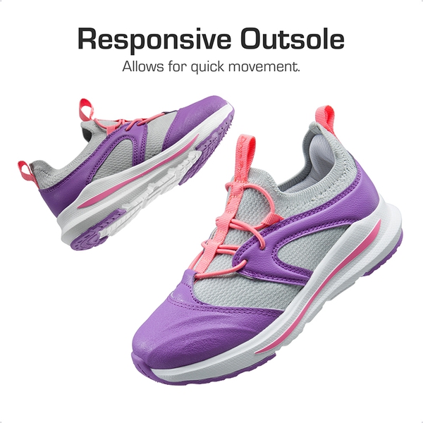 [DuraPlay Sheild Runner] Kids Lightweight Slip on Sneakers - PURPLE/PINK/LIGHT GREY - 4